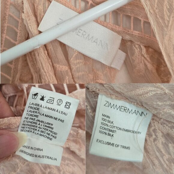 Zimmermann Henna Floating Sheer Fringe Blouse Top Rose Pink Size 1 Small b81E - Picture 4 of 9